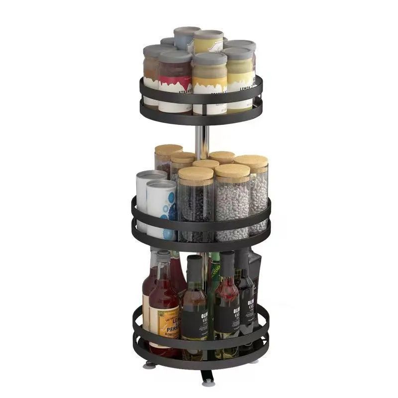 New Rotary Seasoning Rack Kitchen Household Countertop Oil Salt Sauce Vinegar Storage Turntable Kitchen Seasoning Rack