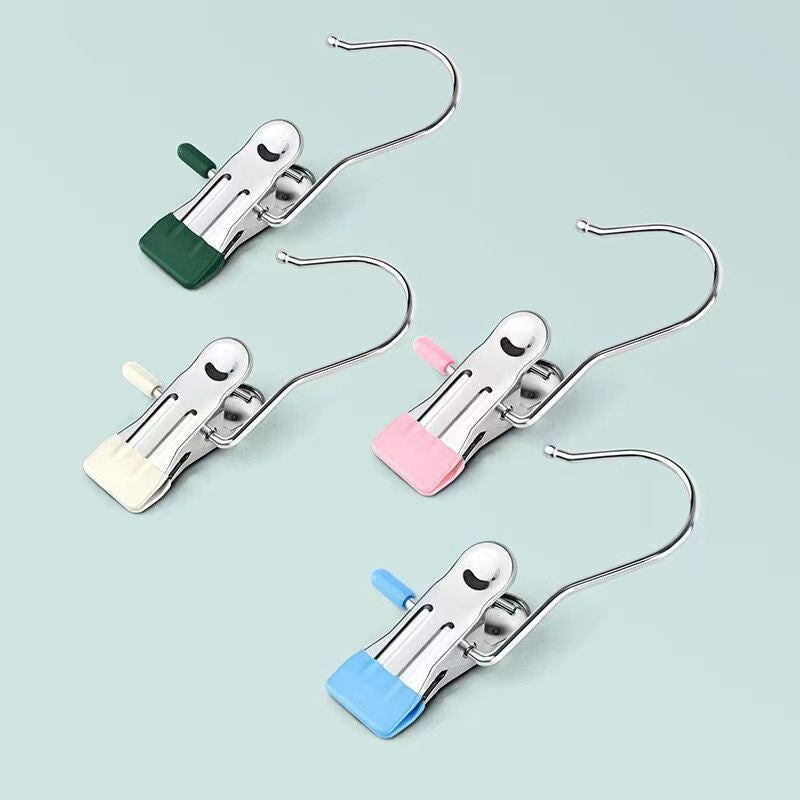 Stainless Steel Hook Clip Dipped In Plastic Hook Clip Traceless Windproof Hook Stainless Steel Rotatable Clothespin Hat