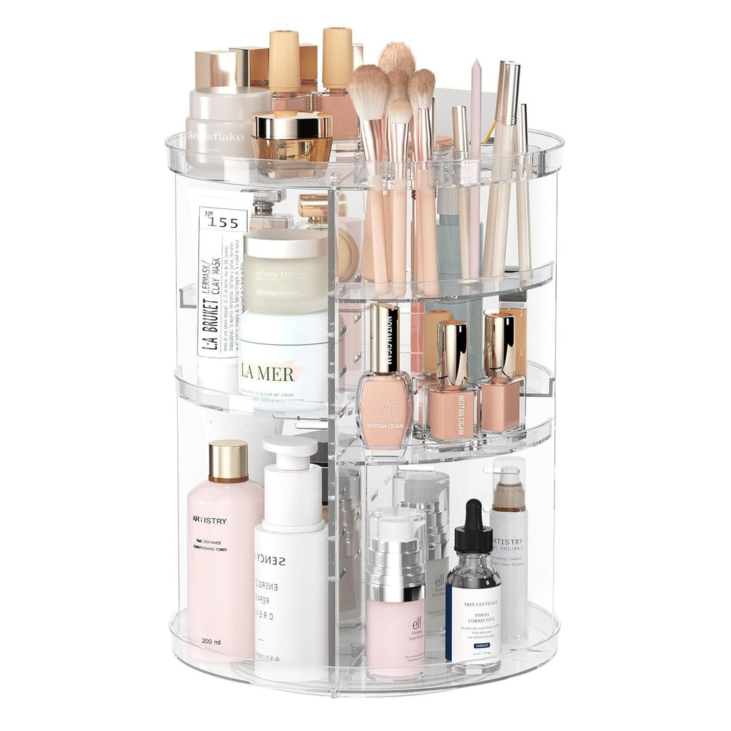 360 Rotating Cosmetics Transparent Acrylic Storage Rack Bathroom Desktop Cosmetics Storage Rack