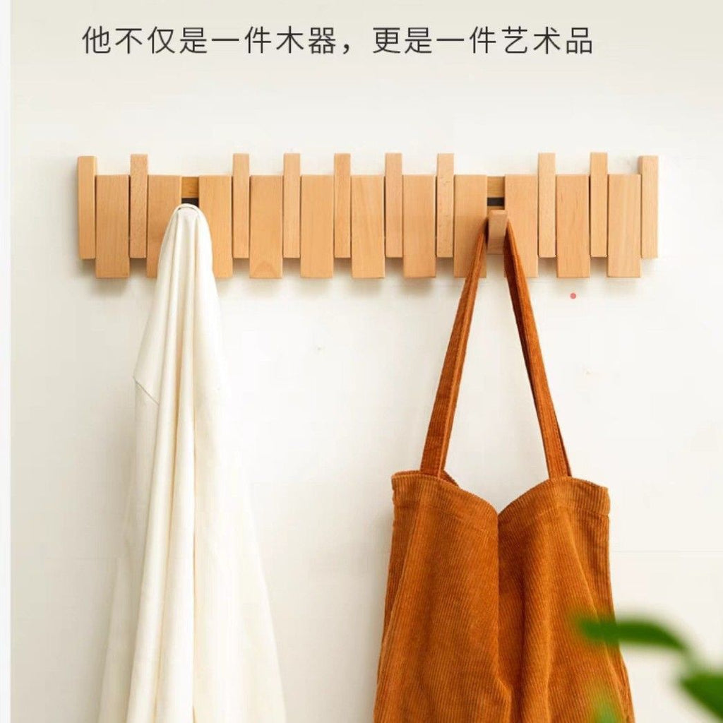 Nordic Punch-free Solid Wood Piano Hanger For Rental House Household Entrance Door Wall Hanging Hanging Hanger For Entrance