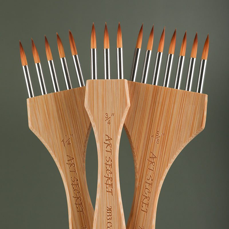 Multi-tooth Comb Flat Head Round Head Art Watercolor Acrylic Brush Nylon Wool